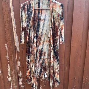Tie-Dye Open Front Cardigan